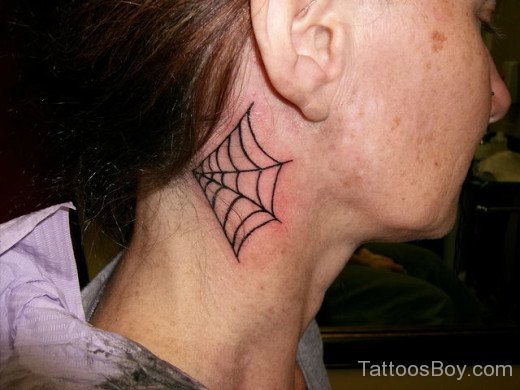 Spider and web tattoo on neck - wide 3