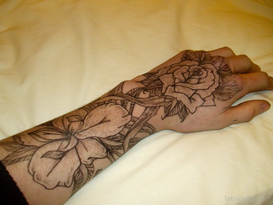 1. Black and Grey Men Rose Hand Tattoo - wide 5