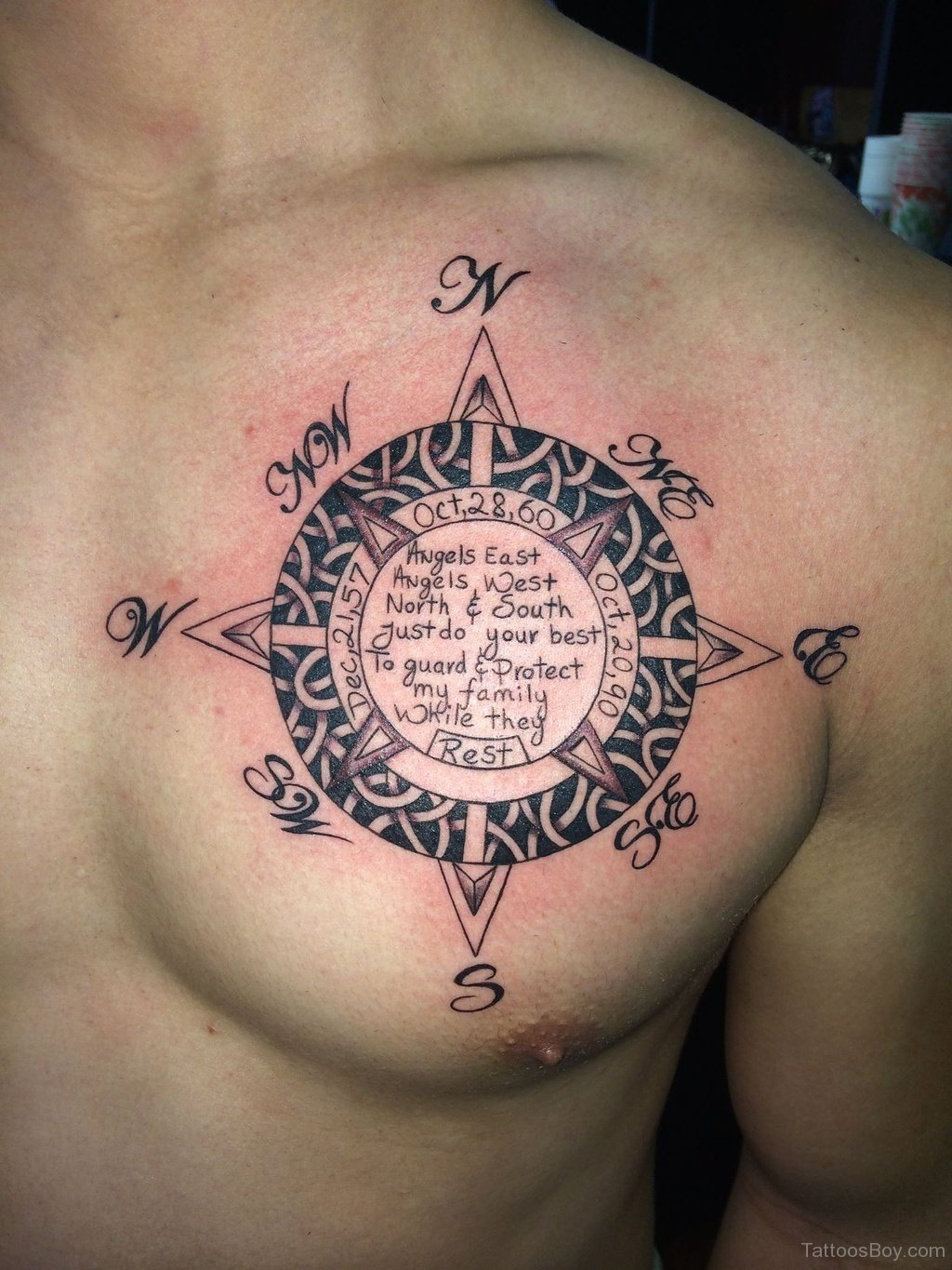 Compass Tattoo Design On Chest