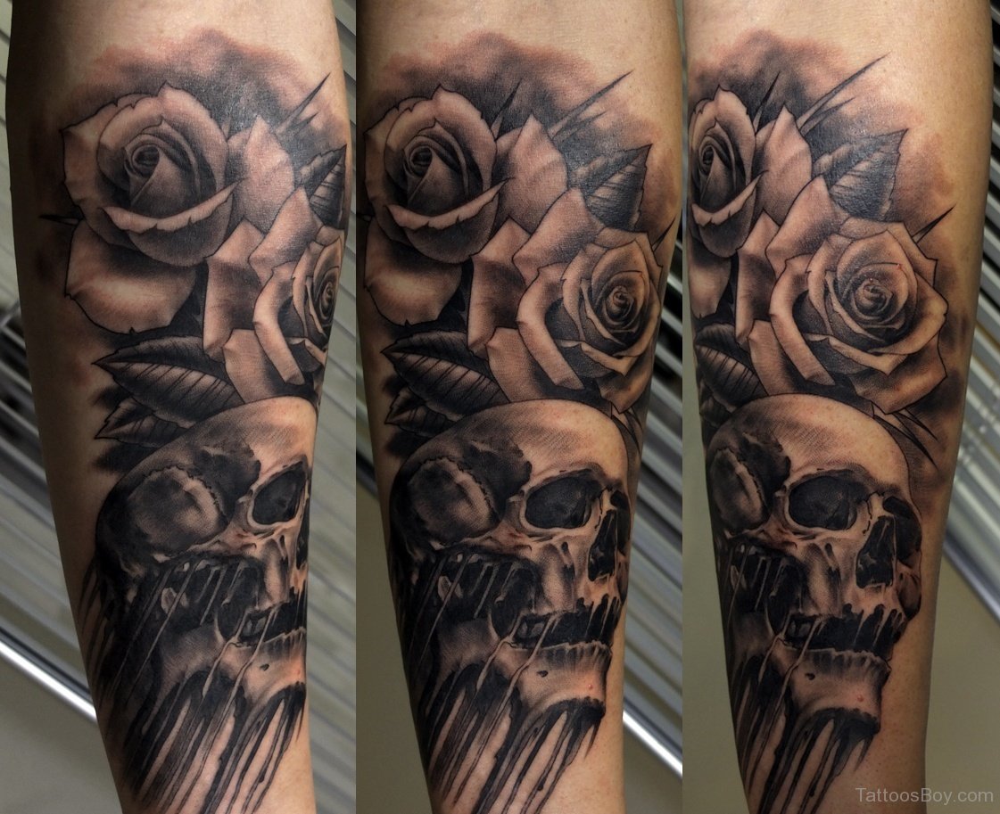 Black and White Skull and Rose Tattoo Ideas - wide 8