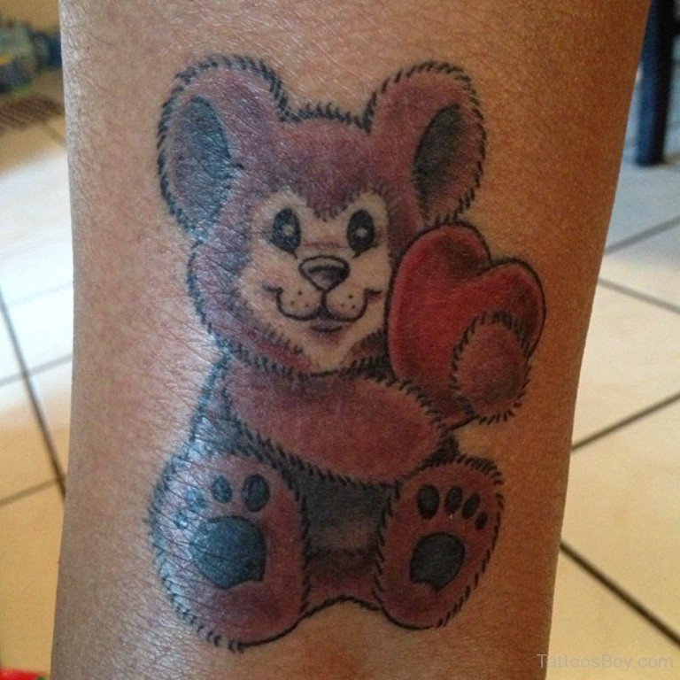 Attractive Teddy Bear With Heart Tattoo Tattoo Designs Tattoo