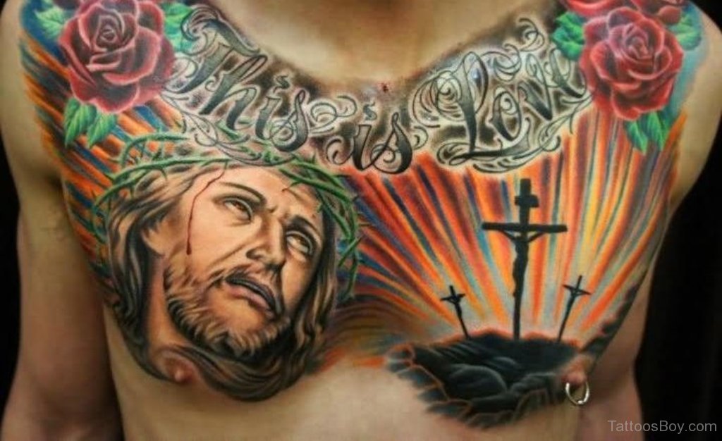 6. Realistic Jesus Chest Tattoo - wide 1
