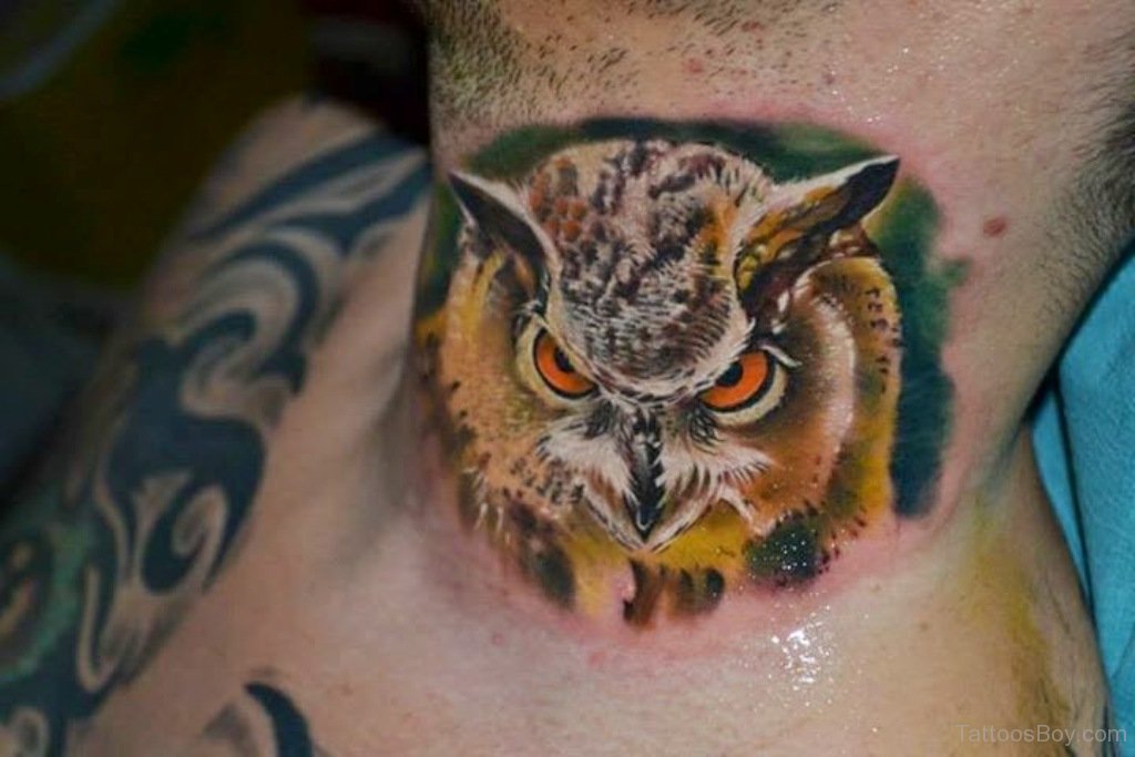 Small Neck Tattoos with Owls - wide 7