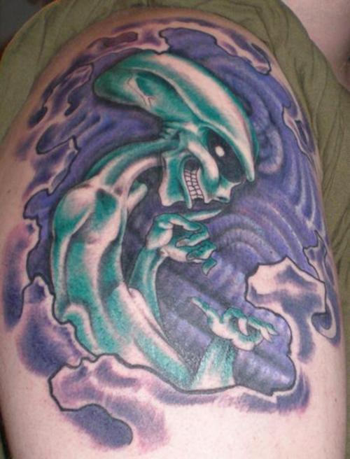 Colorful Alien Tattoo Design