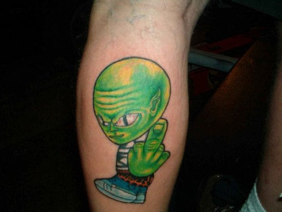 Alien Tattoo On Leg