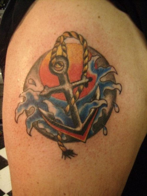 Super Anchor Tattoo On Shoulder