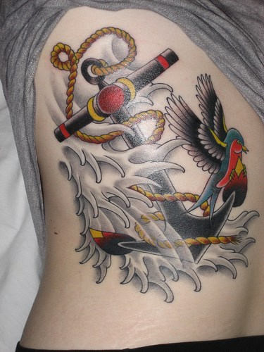 Anchor Tattoo On Rib
