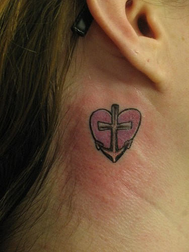 Anchor Tattoo Behind Ear