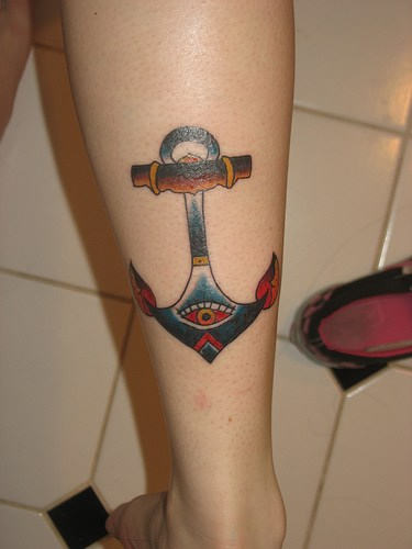 Anchor Tattoo On Leg