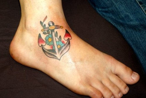 Anchor Tattoo On Foot