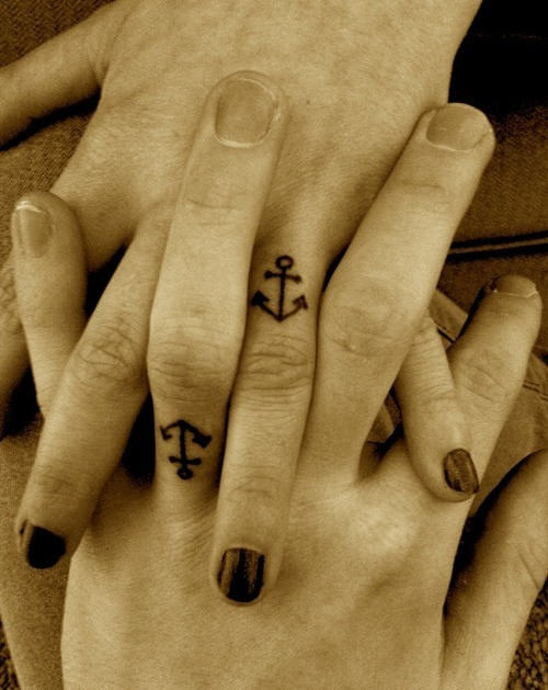 Cute Anchor Tattoo On Fingers