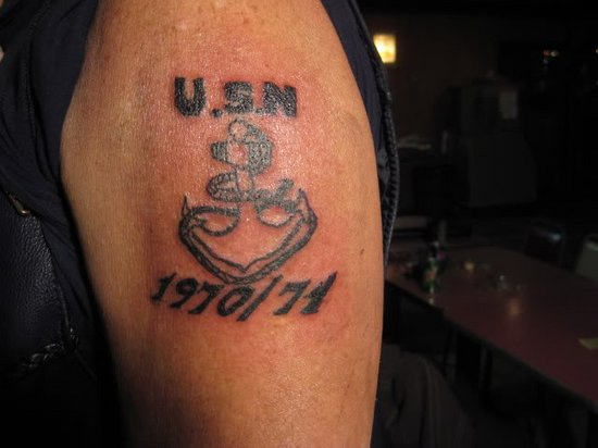 USN Anchor Tattoo On Shoulder