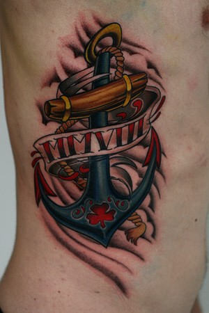 Anchor Tattoo On Rib