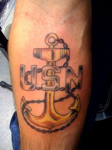 USN Anchor Tattoo On Arm