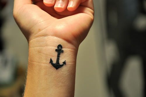 Cute Anchor Tattoo On Wrist