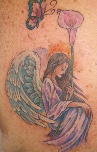 Colorful Angel and Butterfly Tattoo