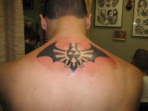 Attractive Bat Tattoo On Back