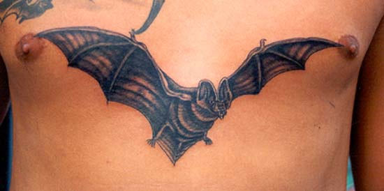 Bat Tattoo On Chest