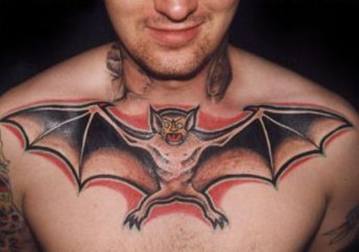 Awesome Bat Tattoo On Chest