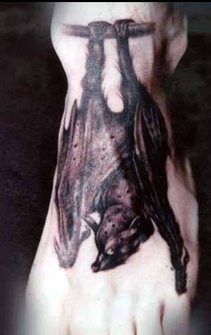 Bat Tattoo On Foot