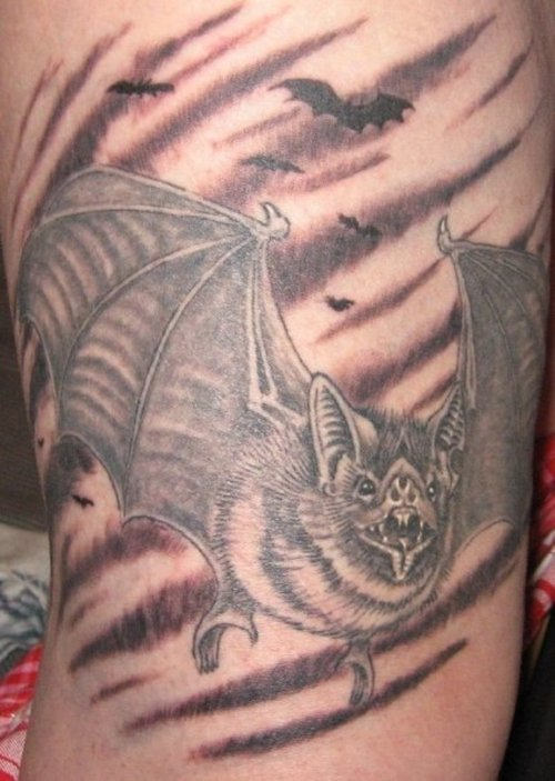 Scary Bat Tattoo Design