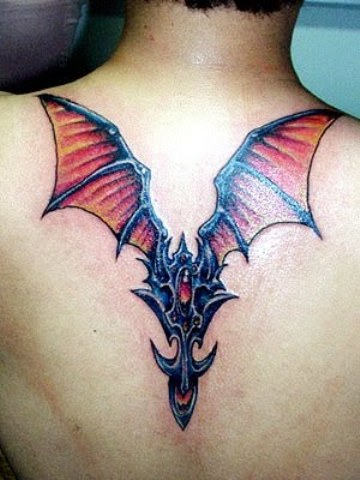 Admirable Bat Tattoo On Back