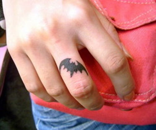 Bat Tattoo On Finger