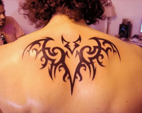 Well Designed Bat Tattoo On Back
