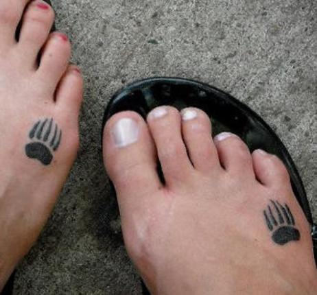Small Bear Claw Tattoos On Feet