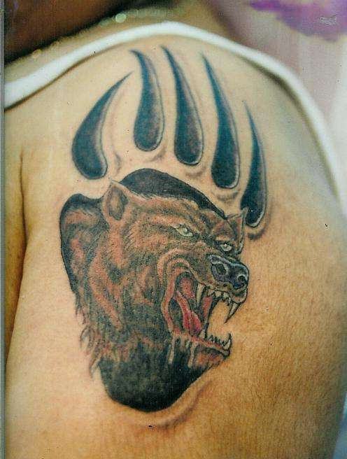 Wonderful Bear Paw Tattoo On Shoulder
