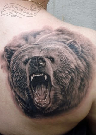 Bear Tattoo On Back