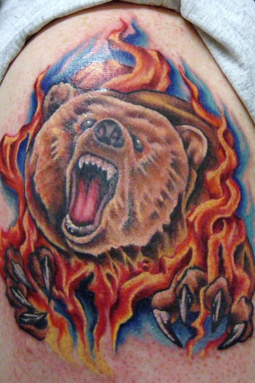 Bear Tattoo On Shoulder