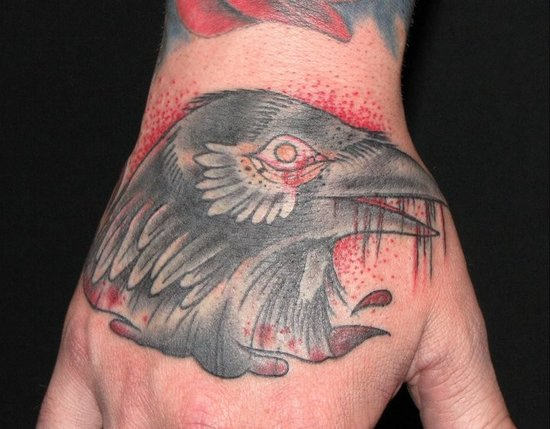 Crow Tattoo On Hand
