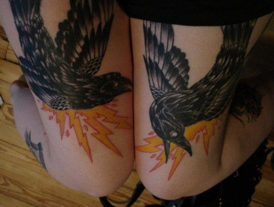 Crows Tattoo On Thighs