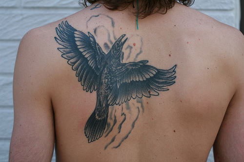 Crow Tattoo On Back