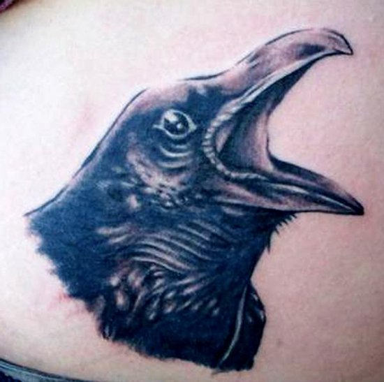 Crow Tattoo On Waist
