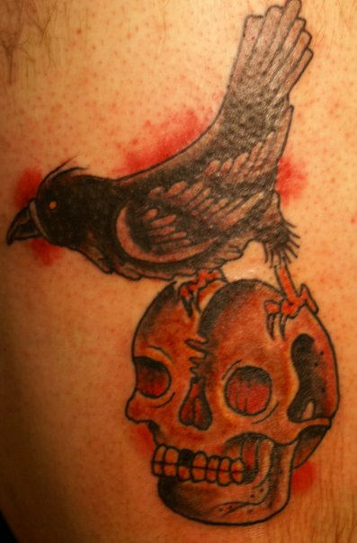 Bird On Skull Tattoo