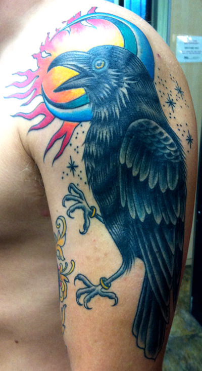 Crow Tattoo On Shoulder