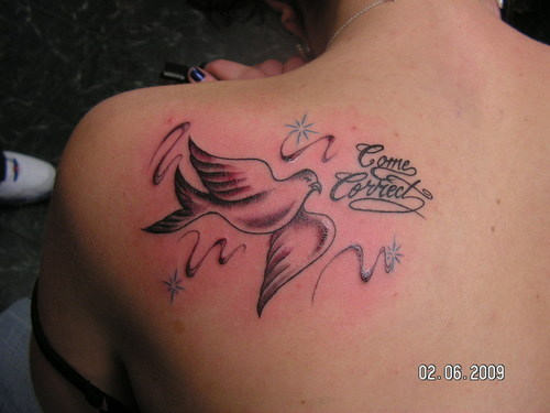 Dove Bird Tattoo On Back