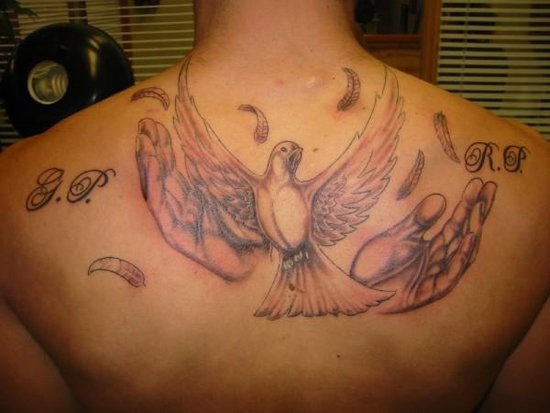 Flying Dove Tattoo on Back