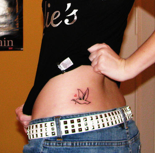 Little Dove Tattoo On Waist