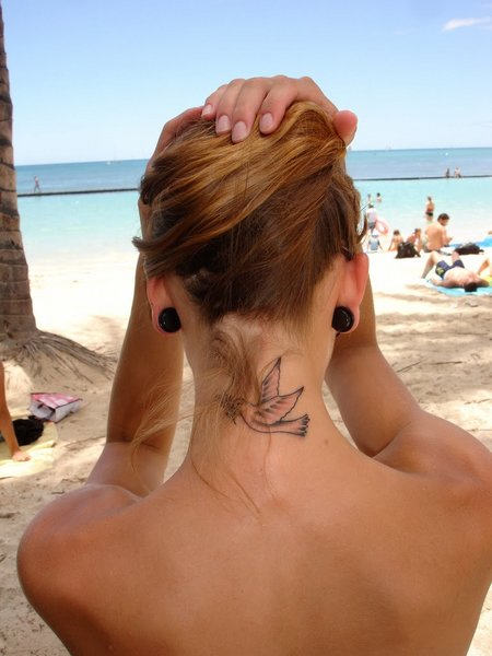 Dove Tattoo On Neck