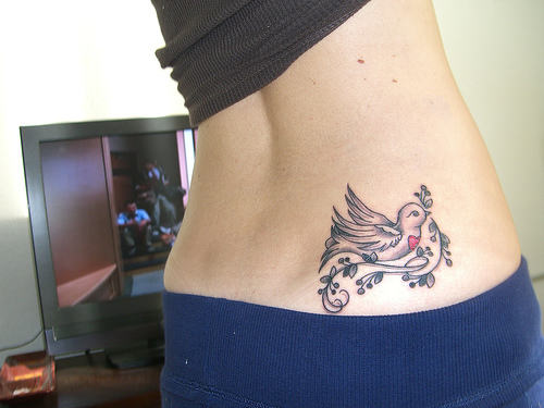 Dove Bird Tattoo On Waist