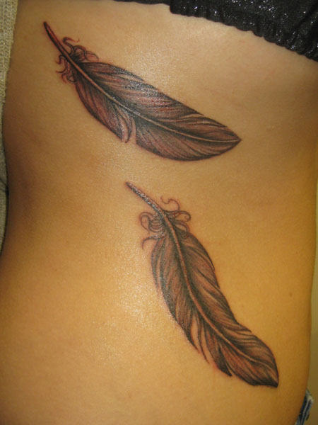 Feathers Tattoo On Rib