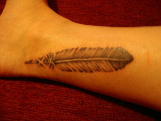 Feather Tattoo on Leg