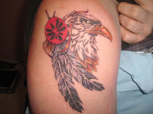 Eagle Feathers Tattoo On Shoulder