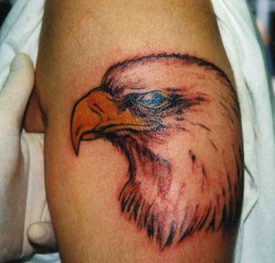 Eagle Face Tattoo On Shoulder