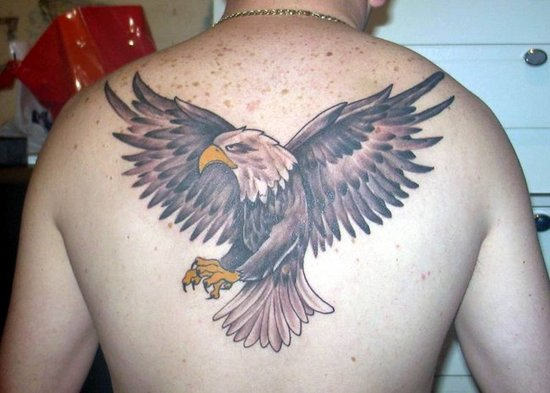 Flying Eagle Tattoo On Back