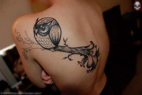 Owl Tattoo On Back