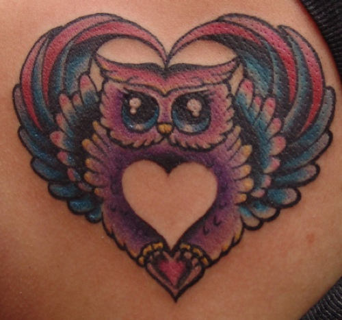 Heart Shaped Owl Tattoo